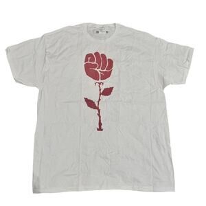 Unisex Flowering Fist Graphic T-Shirt in White/Red, Size XL​​​